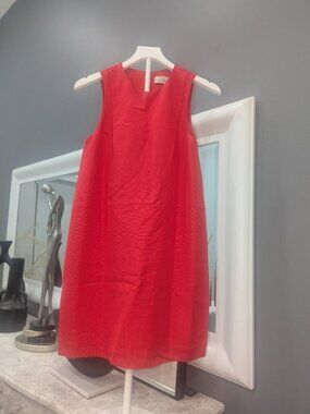Paris Atelier Sleeveless Shift Dress – Red – Size 6